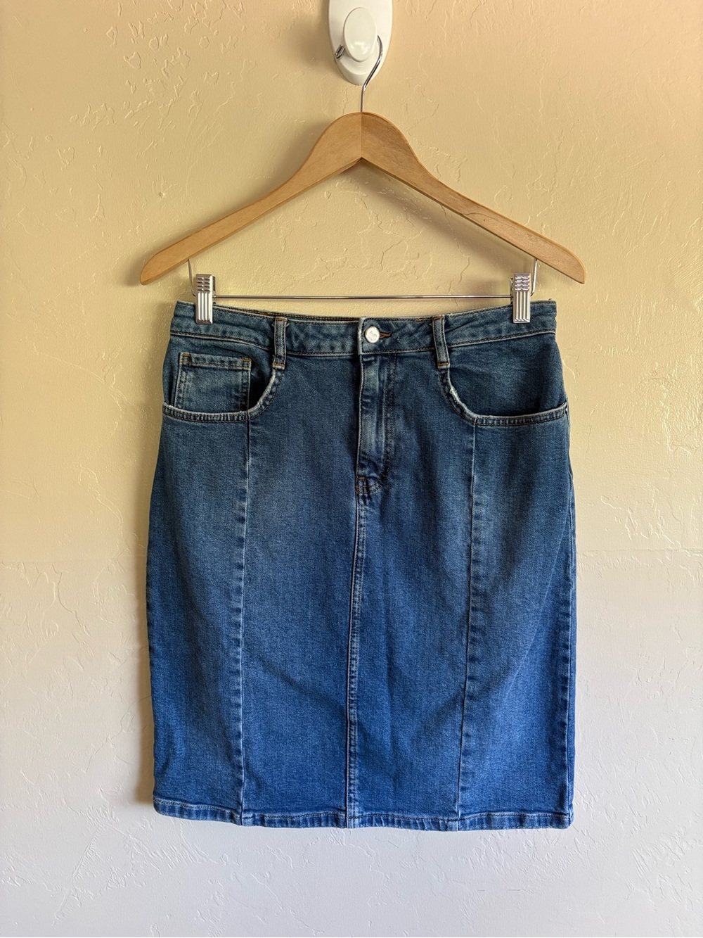 Pilcro & The Letterpress x Anthropologie Knee Length Blue Jean Skirt Size 10
